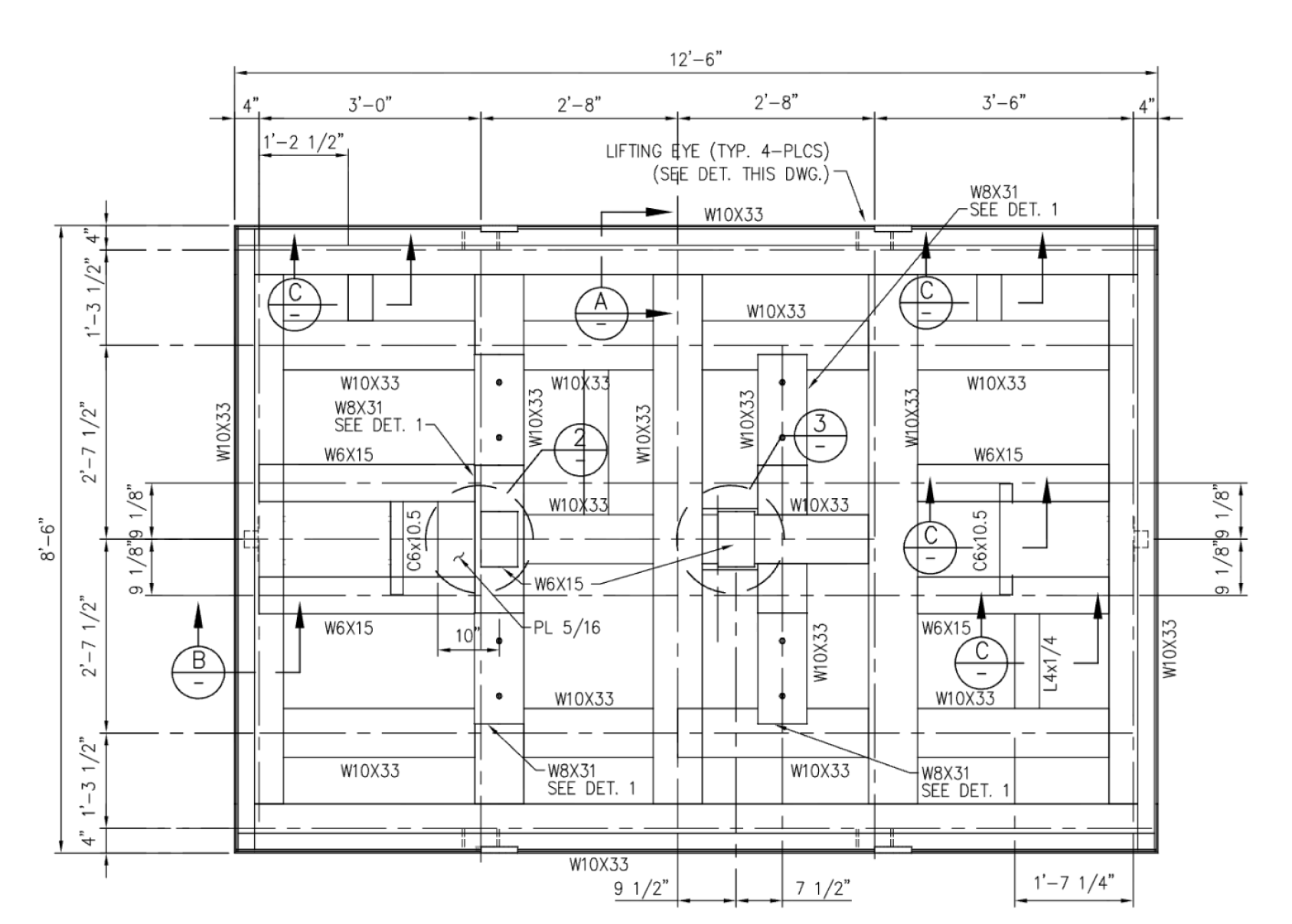 Platform framing plan — structural steel